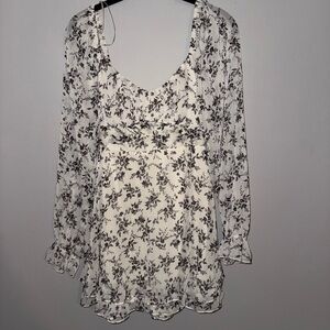 Elegant Black and White Floral Women's Blouse
